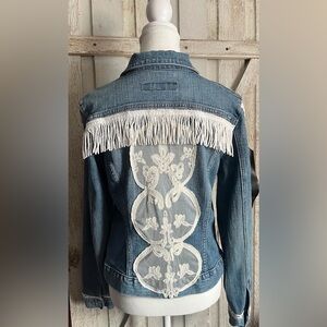 Upcycled Denim Jacket with Lace Accents